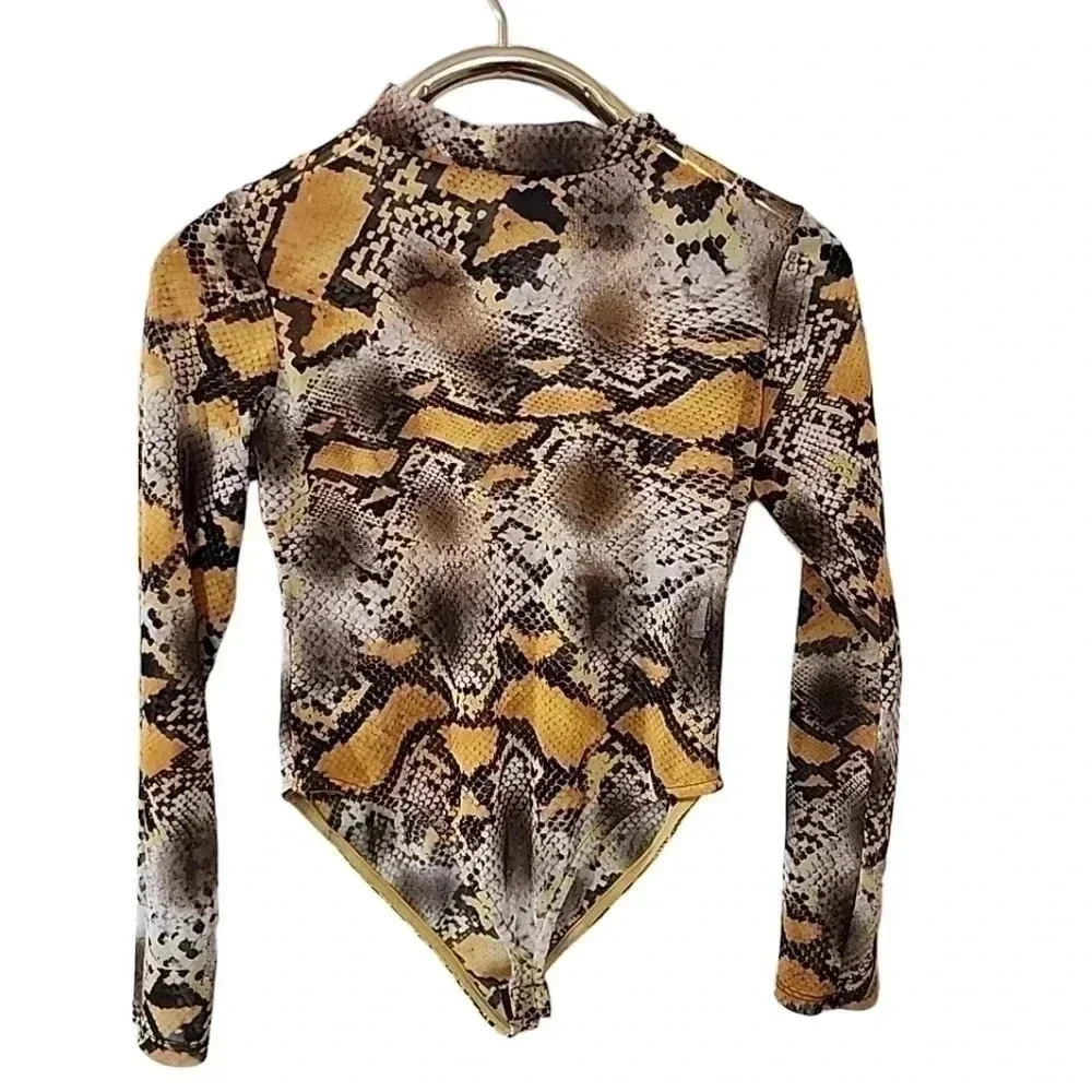Black Bead Mesh Animal print body suit.  Size Large